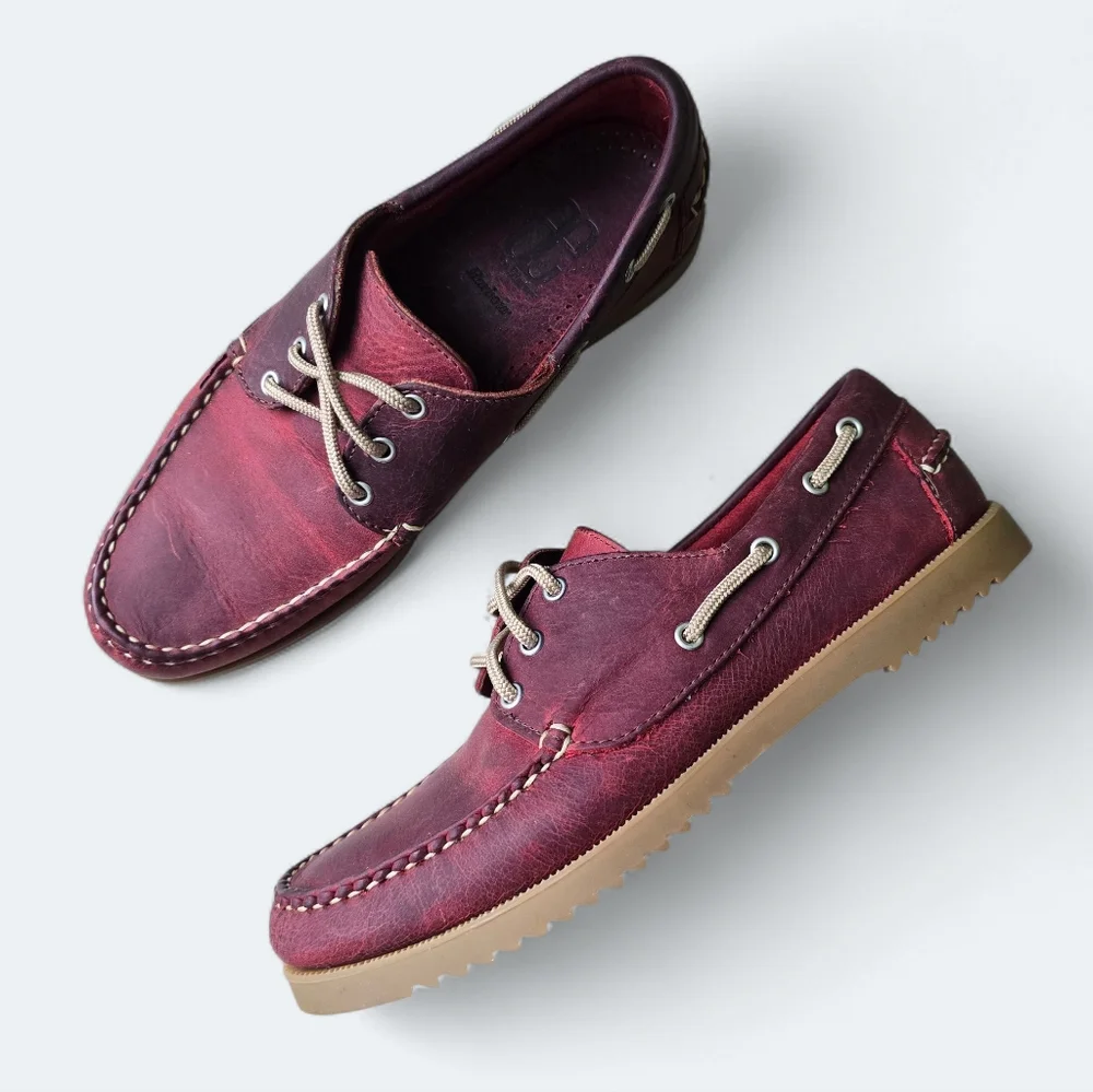 Allen Edmonds Harbour Boat Loafers Rustic Chilli Red